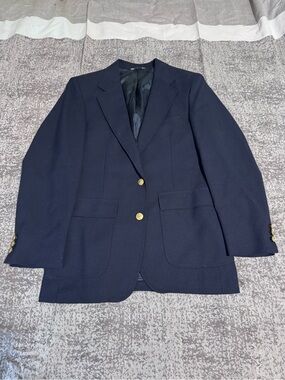David’s Clothing Wall Street Collection Navy Single-Breasted Spirt Coat